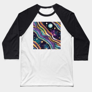 Geometric pattern of curved seamless stripes making a starry night with galaxy and stars Baseball T-Shirt